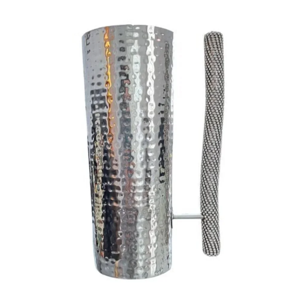Hammered Metal Pitcher with Cut Crystal Handle by Alan Lee